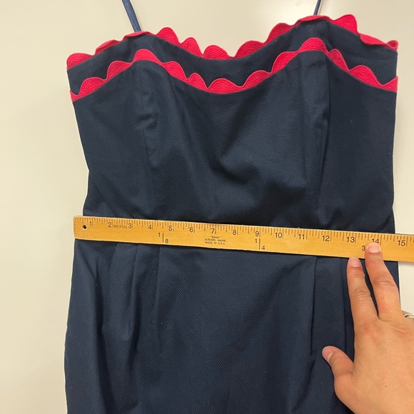 Vineyard Vines Strapless Dress Navy/ Pink Sz. 6 - Picture 6 of 9